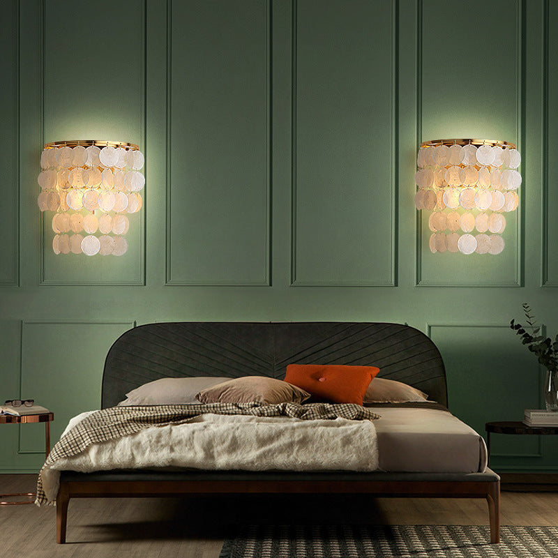 Shelley - The Creative Minimalist Living Room/Bedroom Background Shell Wall Lamp.