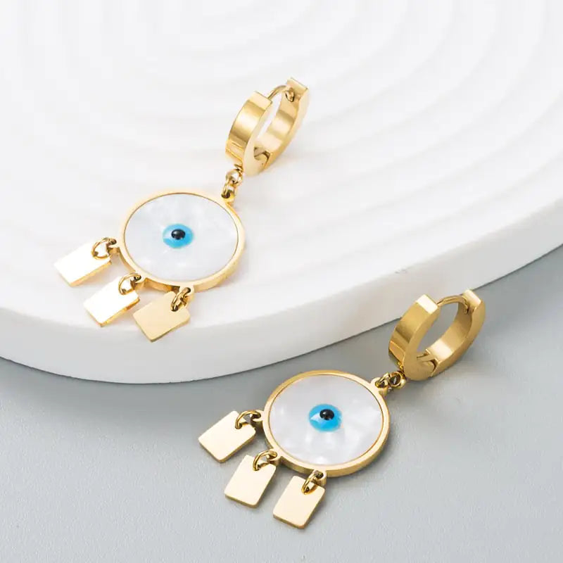 Titanium Steel Earrings with Shell Design, Colorfast The Nest Trading Company