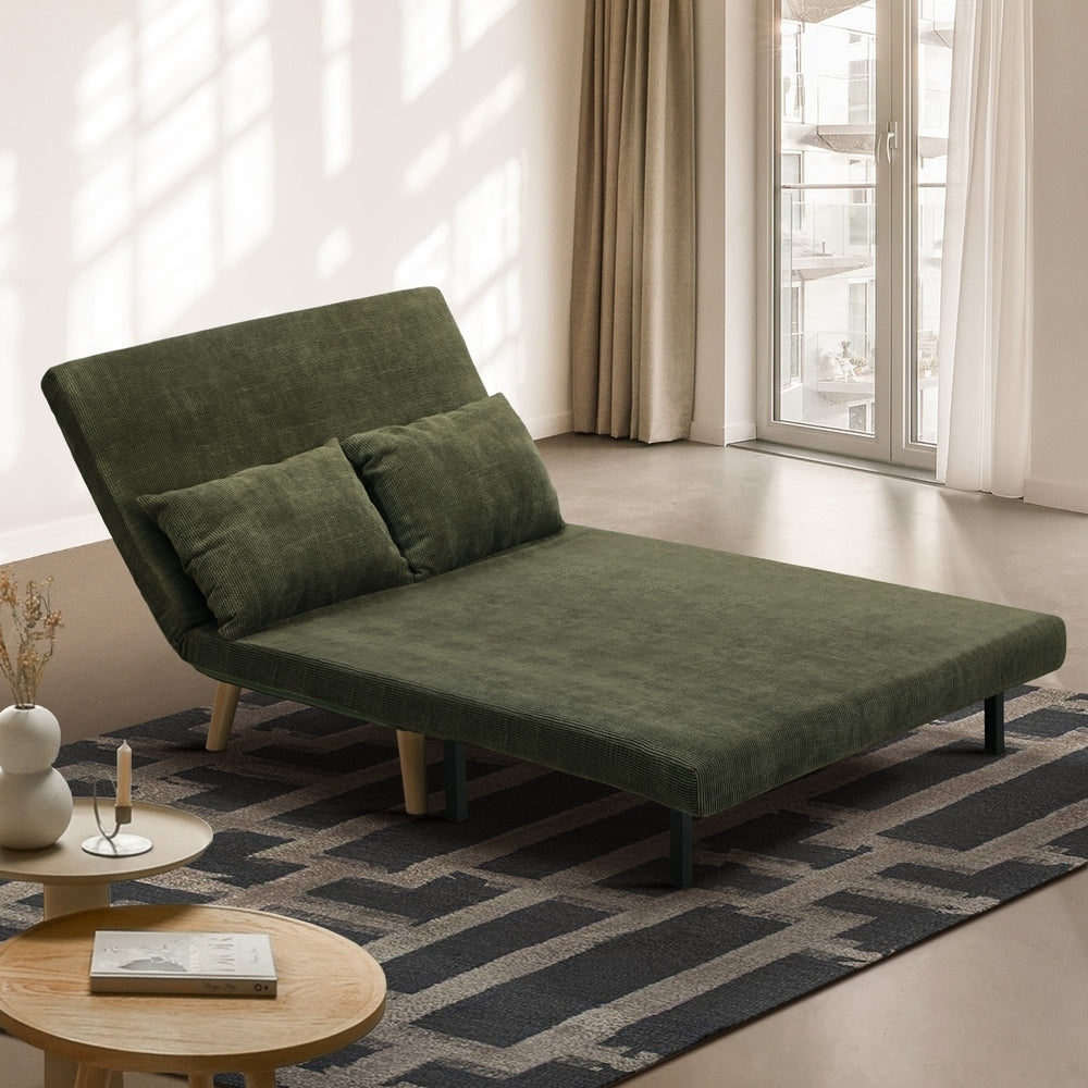 Green Polyester Double Seat Lounge Sofa Bed