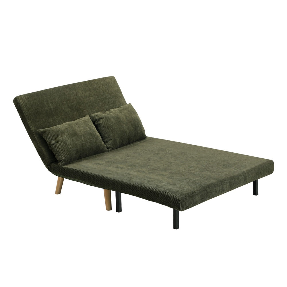 Green Polyester Double Seat Lounge Sofa Bed