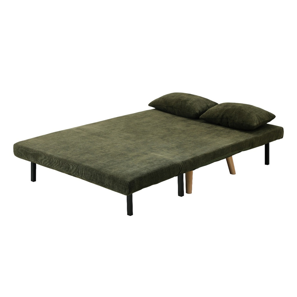 Green Polyester Double Seat Lounge Sofa Bed