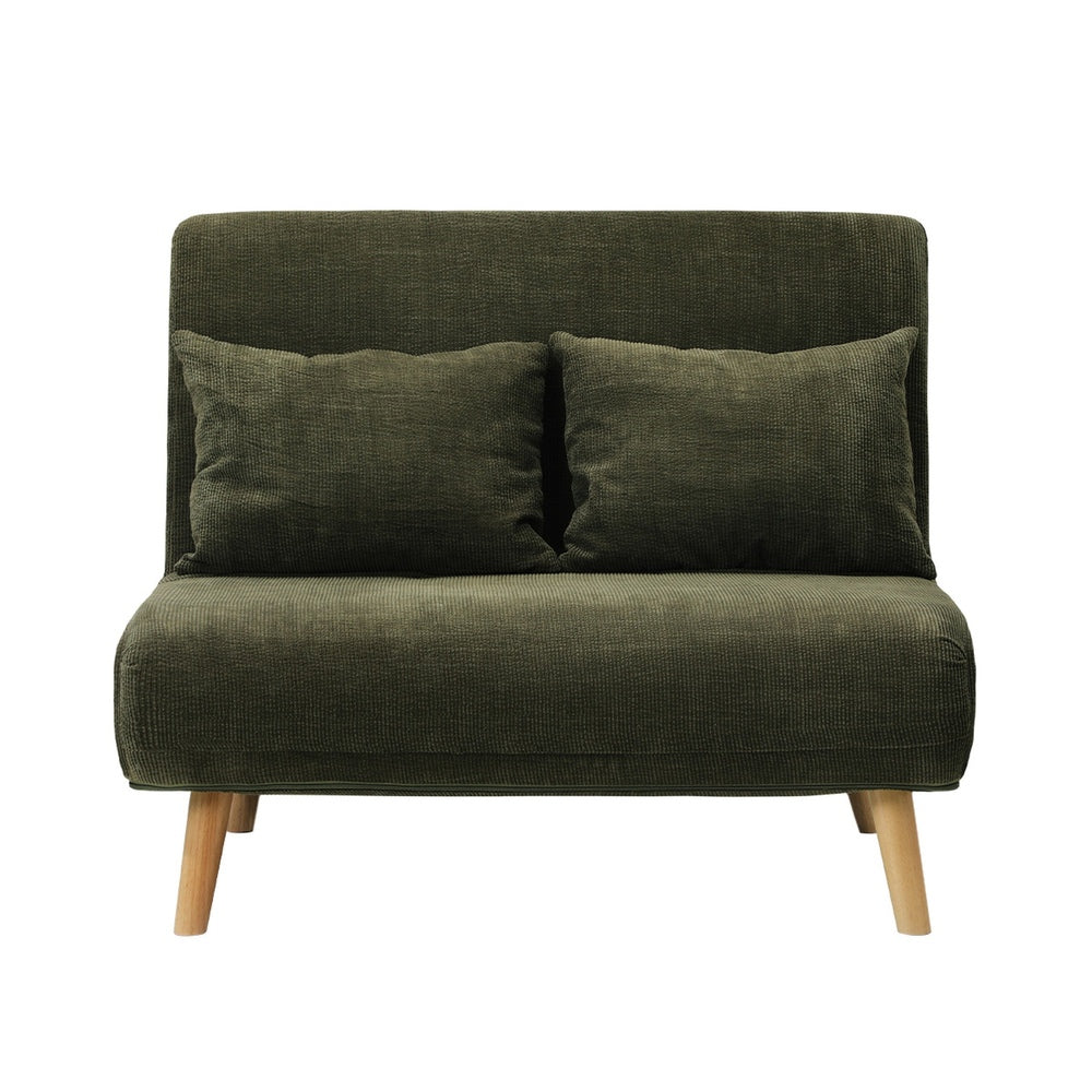 Green Polyester Double Seat Lounge Sofa Bed