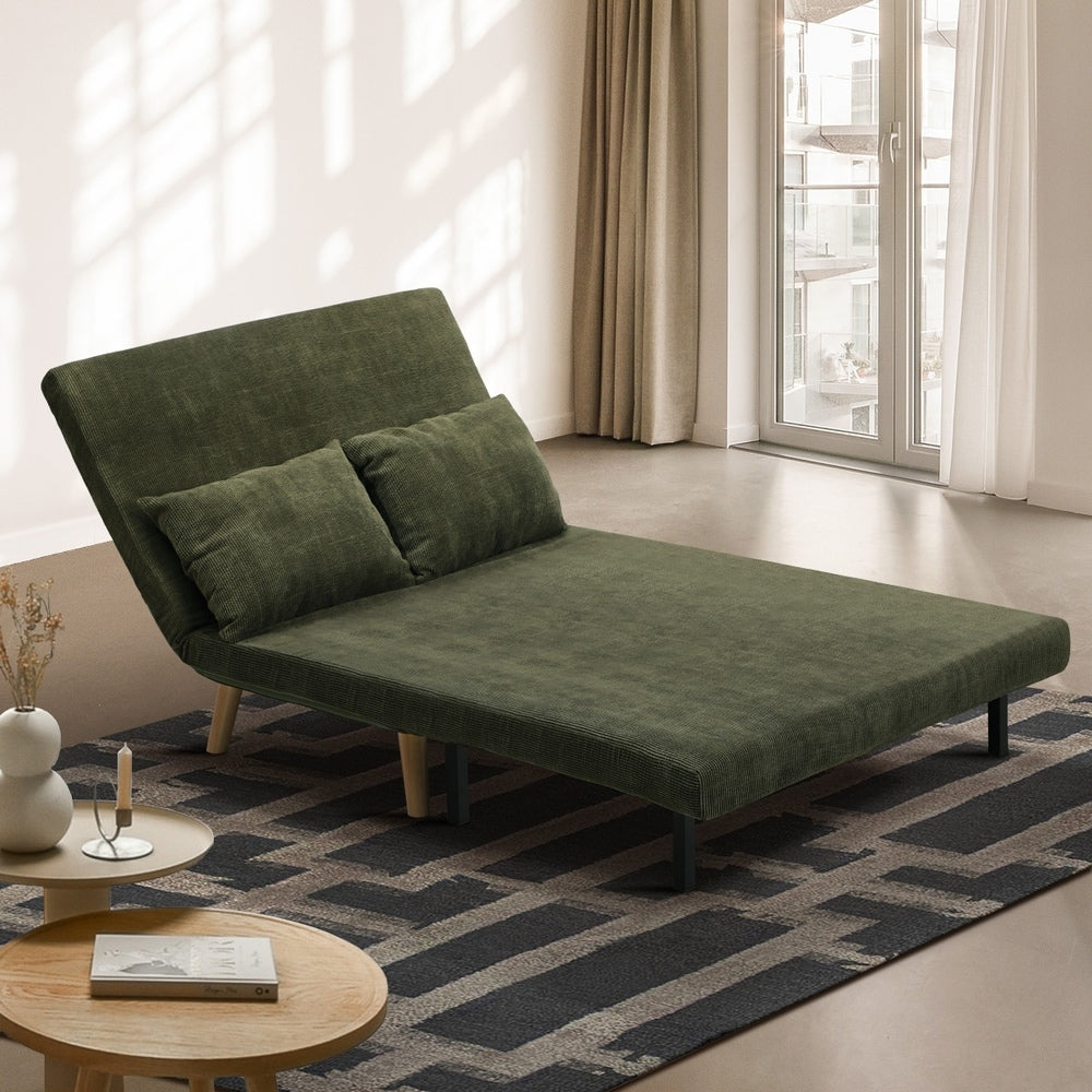 Green Polyester Double Seat Lounge Sofa Bed