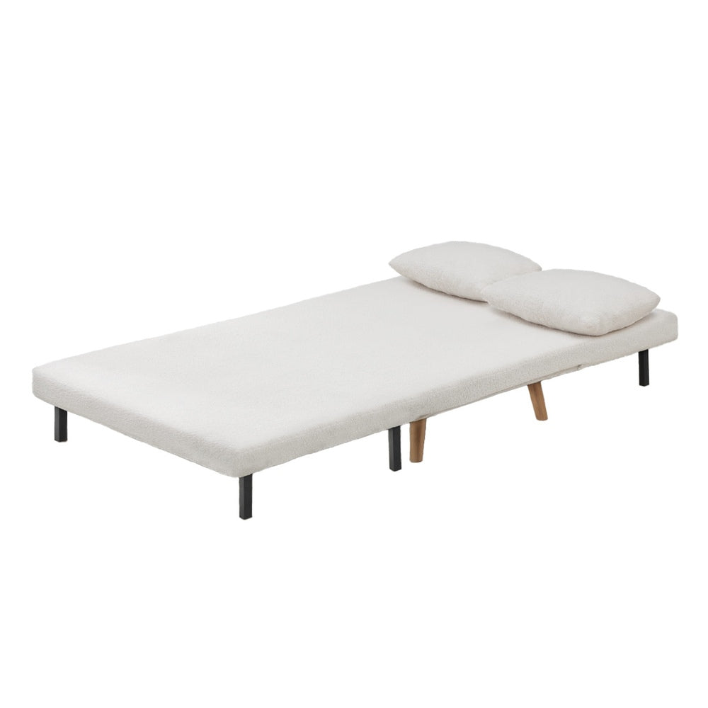 White Polyester Double Seat Lounge Sofa Bed