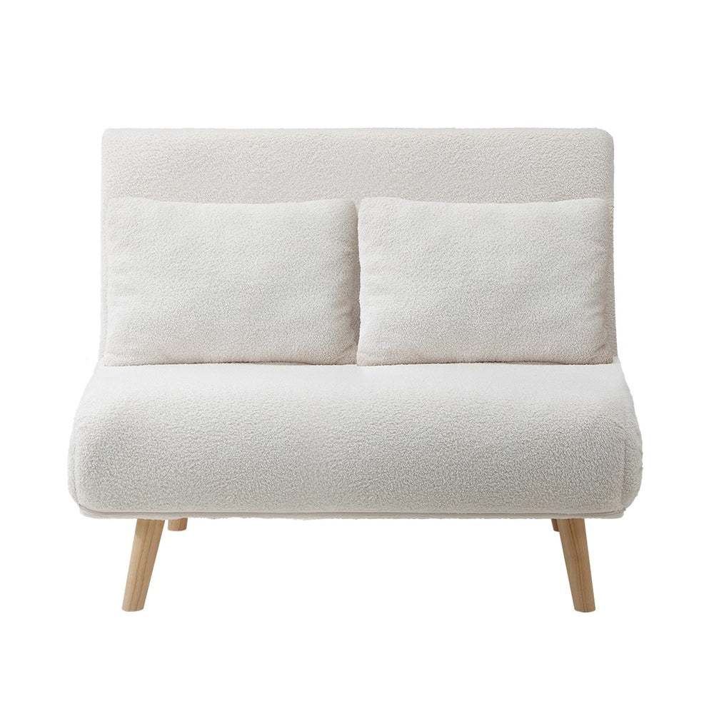 White Polyester Double Seat Lounge Sofa Bed