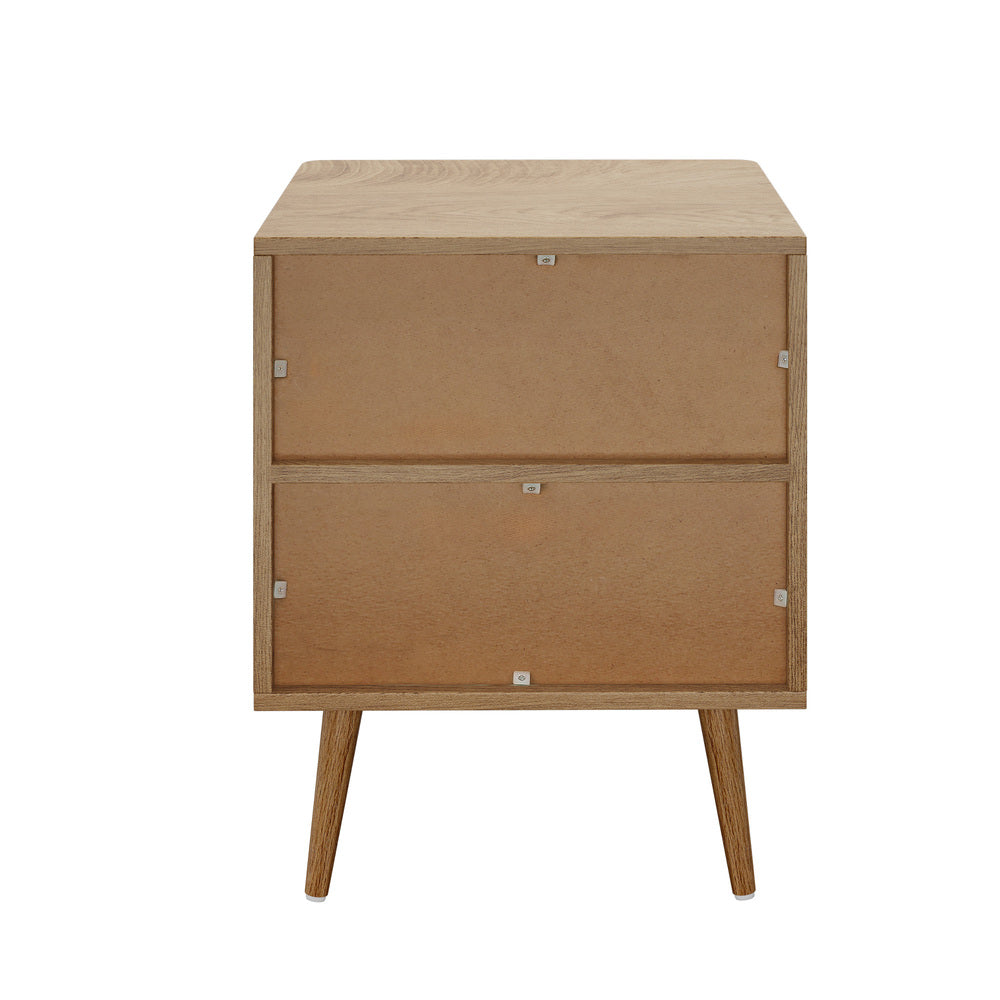 Natural Bedside Table with 1 Drawer and Open Shelf Nightstand