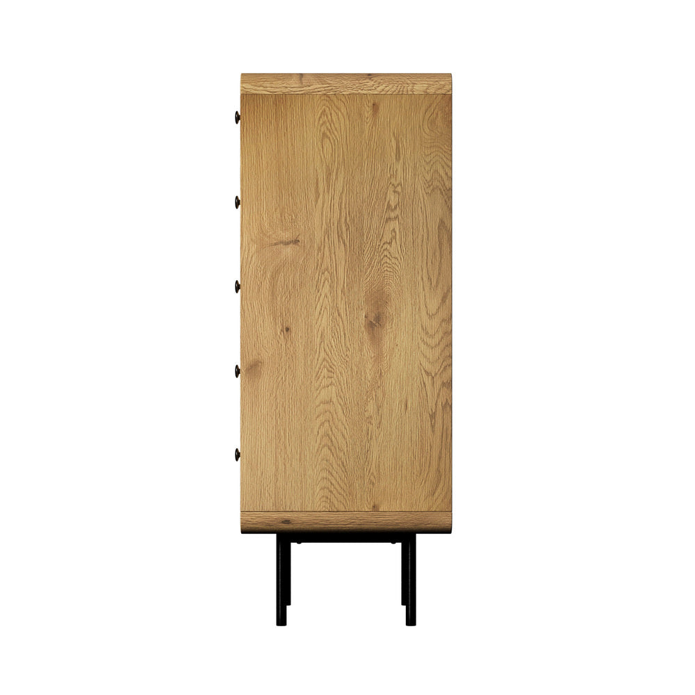 Natural 5 Drawer Tallboy Dresser with Metal Handles