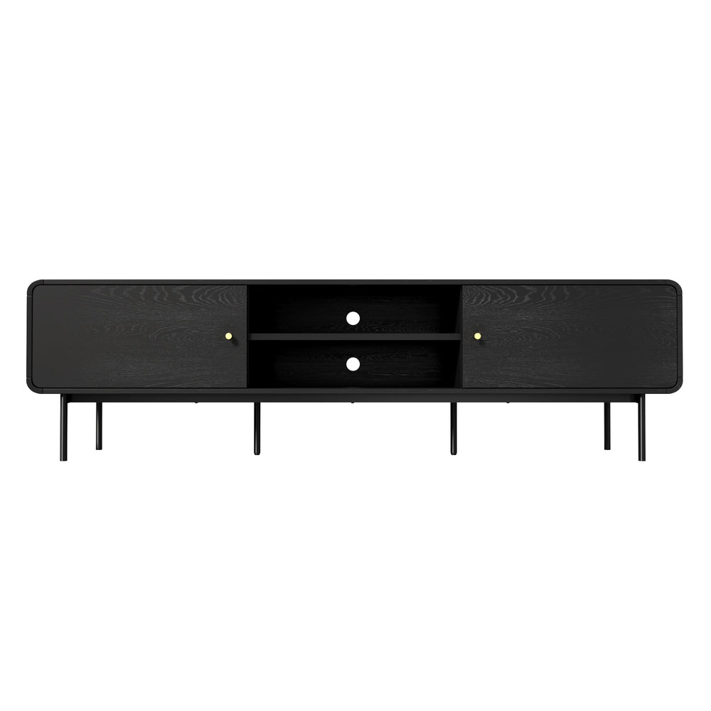 180cm Black Wooden TV Cabinet Entertainment Unit Stand