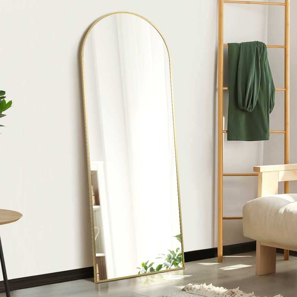 Gold Metal Frame Arched Full Length Free Standing Mirror