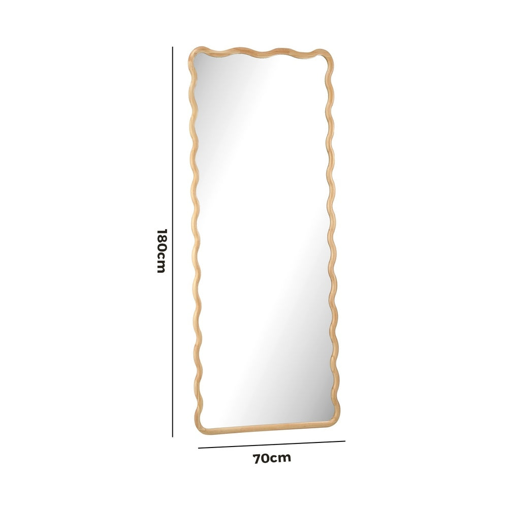 Wooden Wavy Full Length Floor Mirror