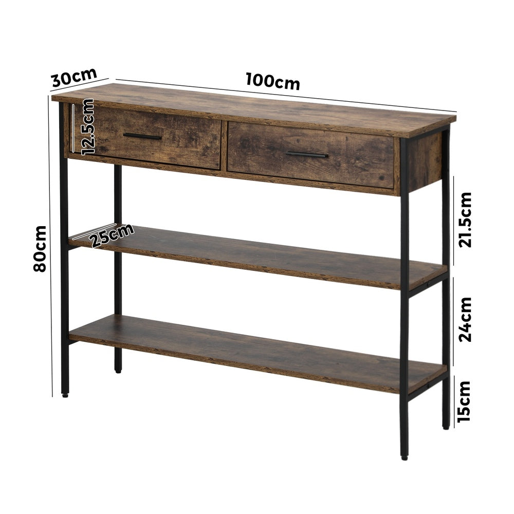Rustic Hallway Console Table with Two Drawers.