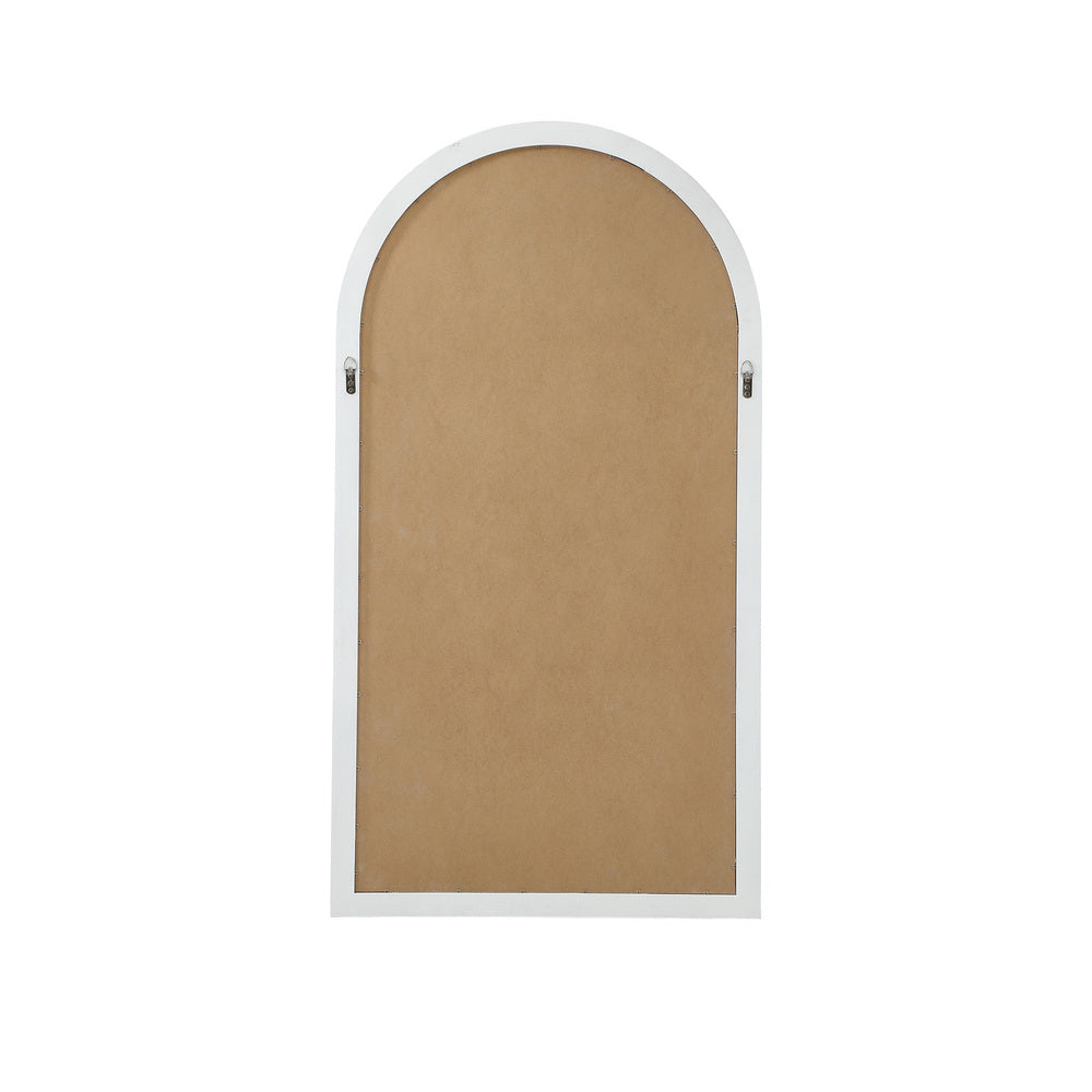 White Wooden Arched Window Wall Mirror.
