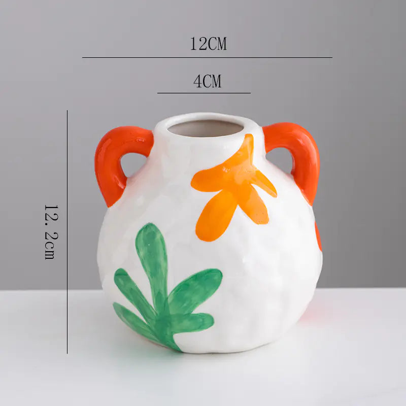 Colorful Ceramic Vase with Cute Vertical Stripes Design