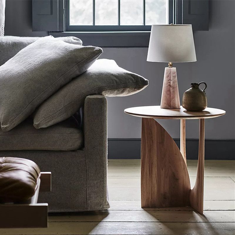 Geometric Design Solid Wood Side Table