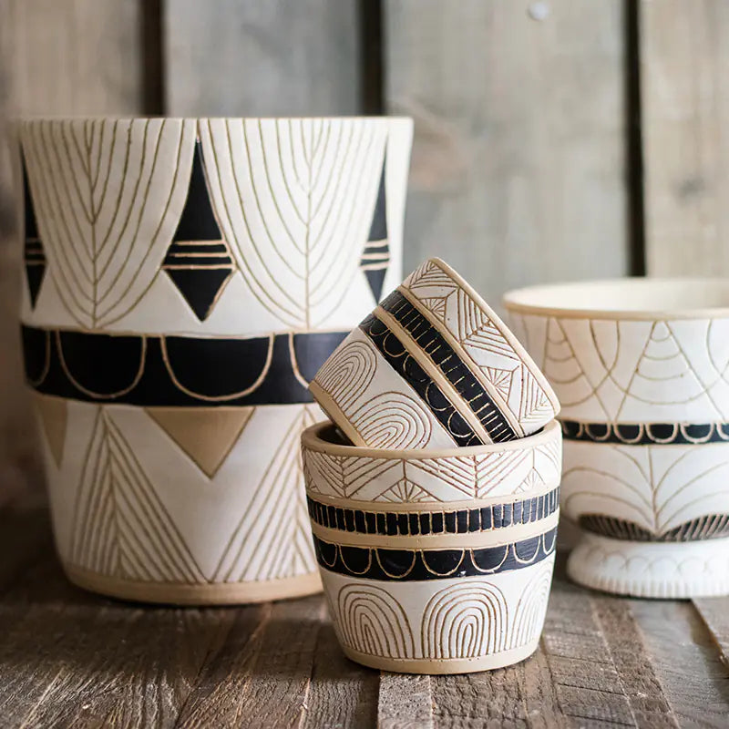 Egyptian Pattern Tall Flower Pot