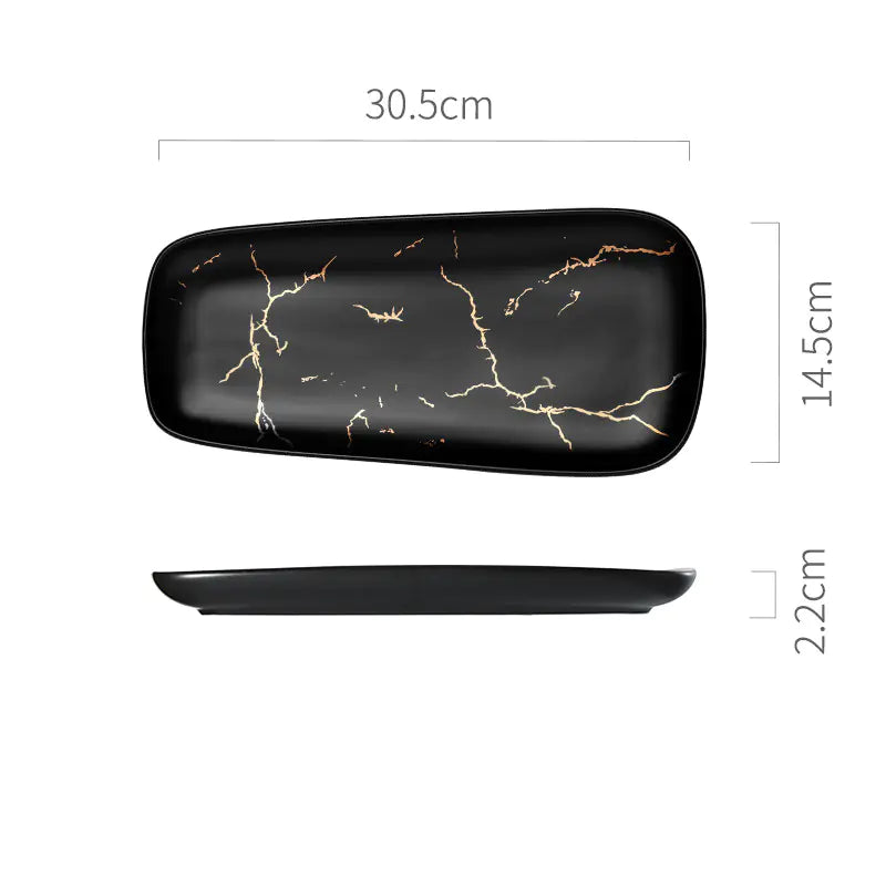 Nordic Ceramic Marble Style Fish Plate The Nest Trading Company