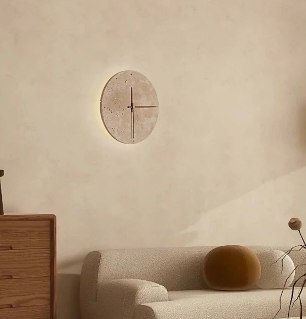 Wabi-Sabi Yellow Stone Wall Lamp Clock - LED