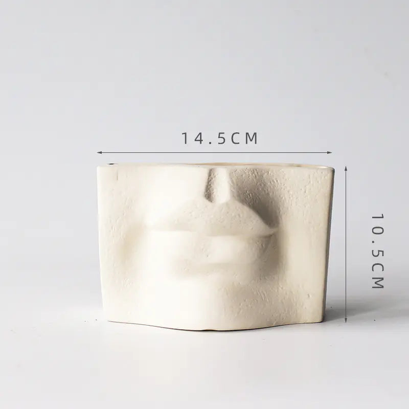 Ceramic Abstract Face Vase with Flower Insert