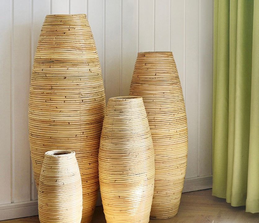 Modern Rattan Wooden Vases