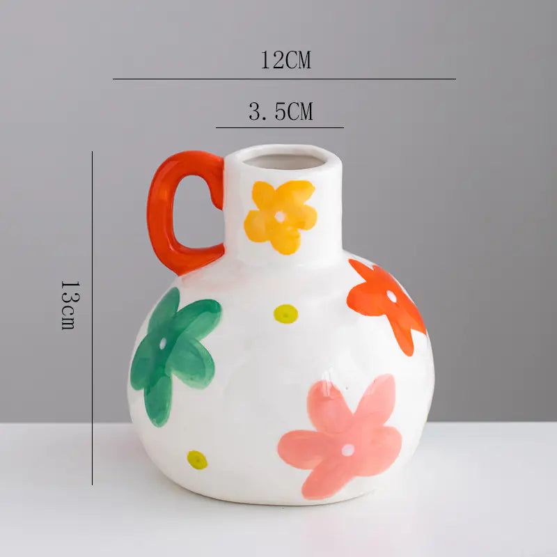 Colorful Ceramic Vase with Cute Vertical Stripes Design