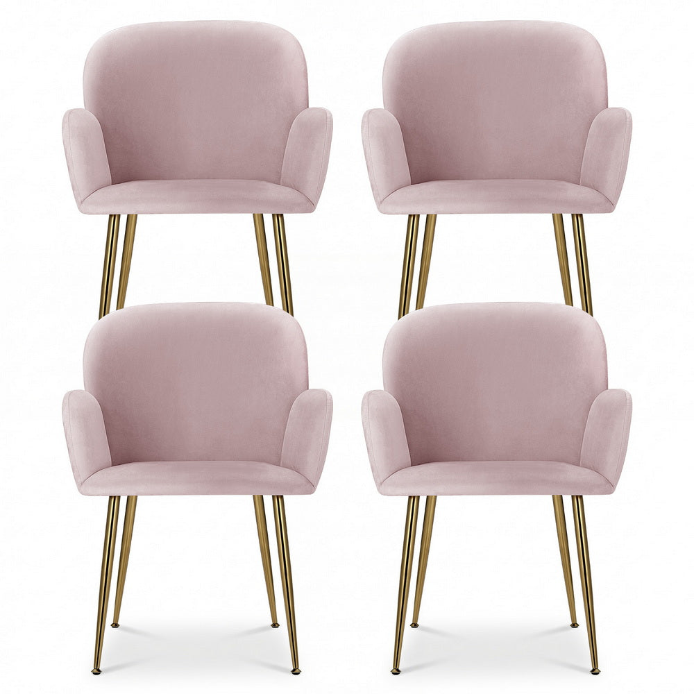 Lorna Set of 4 Velvet Dining Chairs - Pink