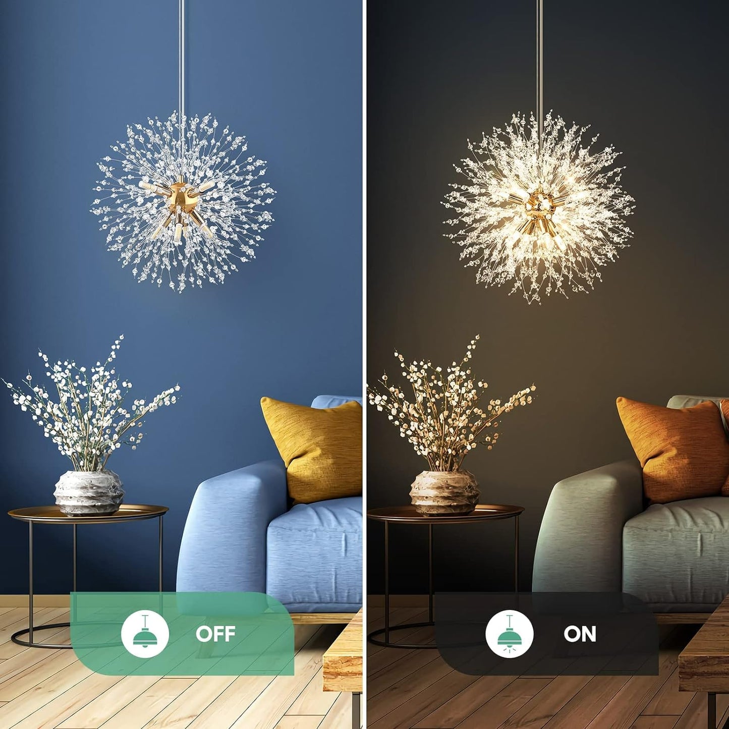 Modern Crystal Chandelier Firework, 8 Lights.
