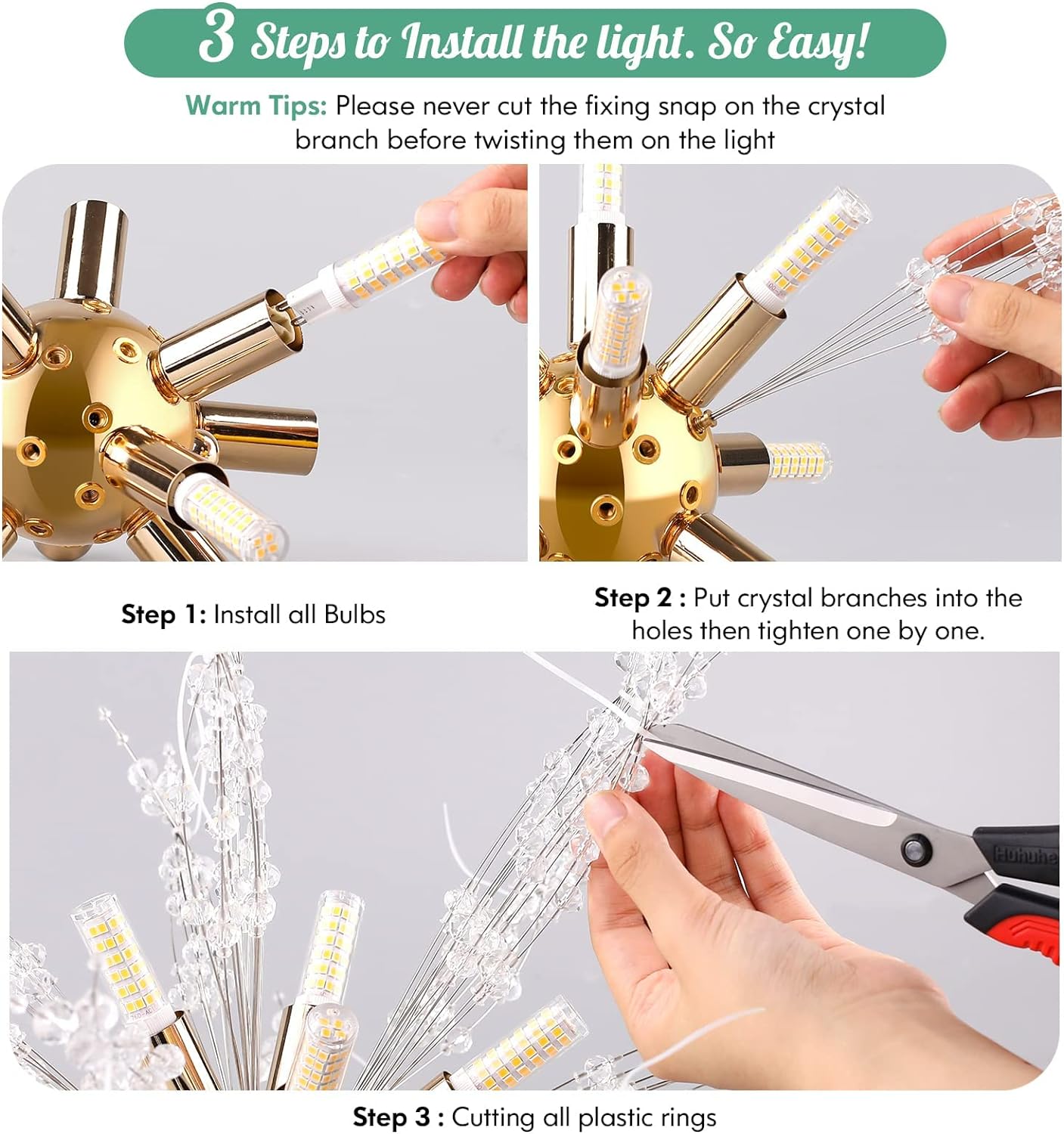 Modern Crystal Chandelier Firework, 8 Lights.