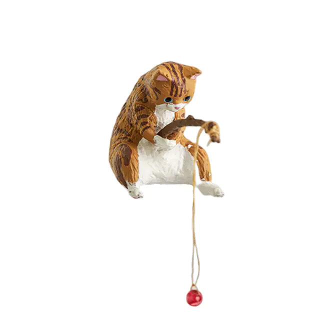 Fishing Cat Ornament for Fish Tank Decor