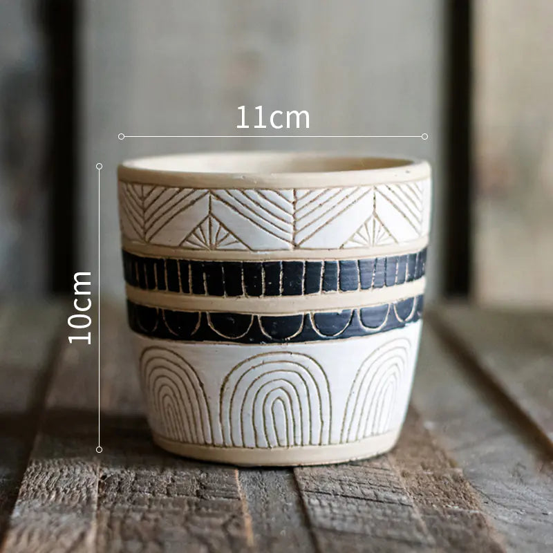 Egyptian Pattern Tall Flower Pot