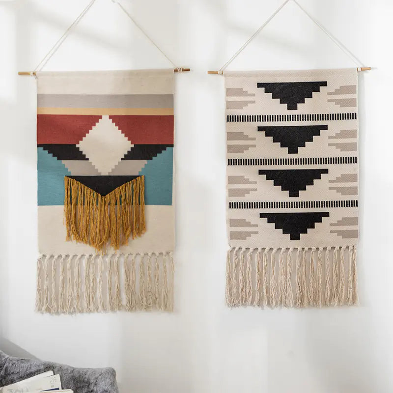Bohemian Nordic Handmade Tapestry with Tassels