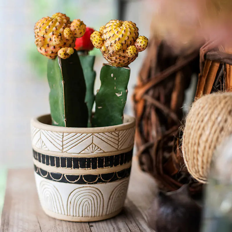 Egyptian Pattern Tall Flower Pot