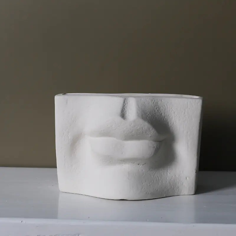 Ceramic Abstract Face Vase with Flower Insert