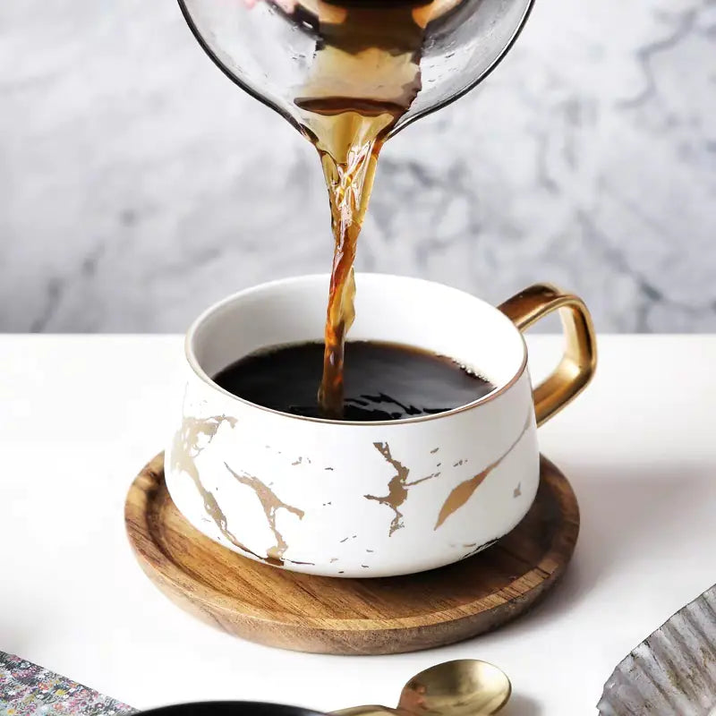 Nordic Gold Trim Ceramic Mug & Saucer
