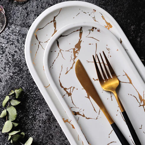 Nordic Ceramic Marble Style Fish Plate