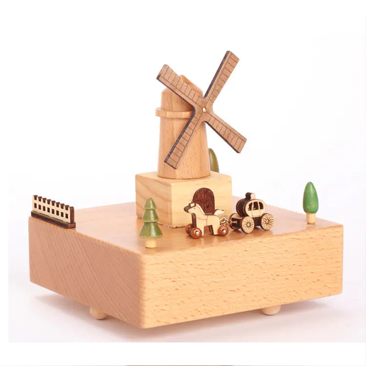Dutch Windmill Solid Wood Music Box