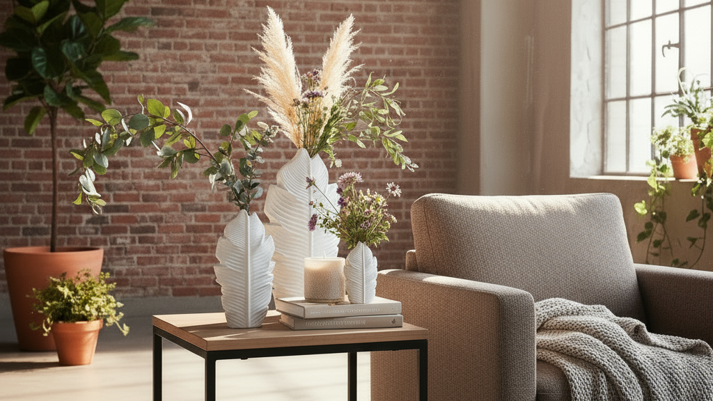 The Feather Nordic Ceramic Vases