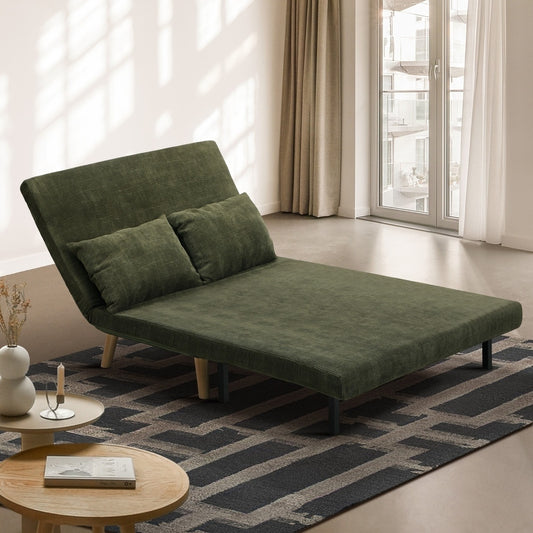 Green Polyester Double Seat Lounge Sofa Bed