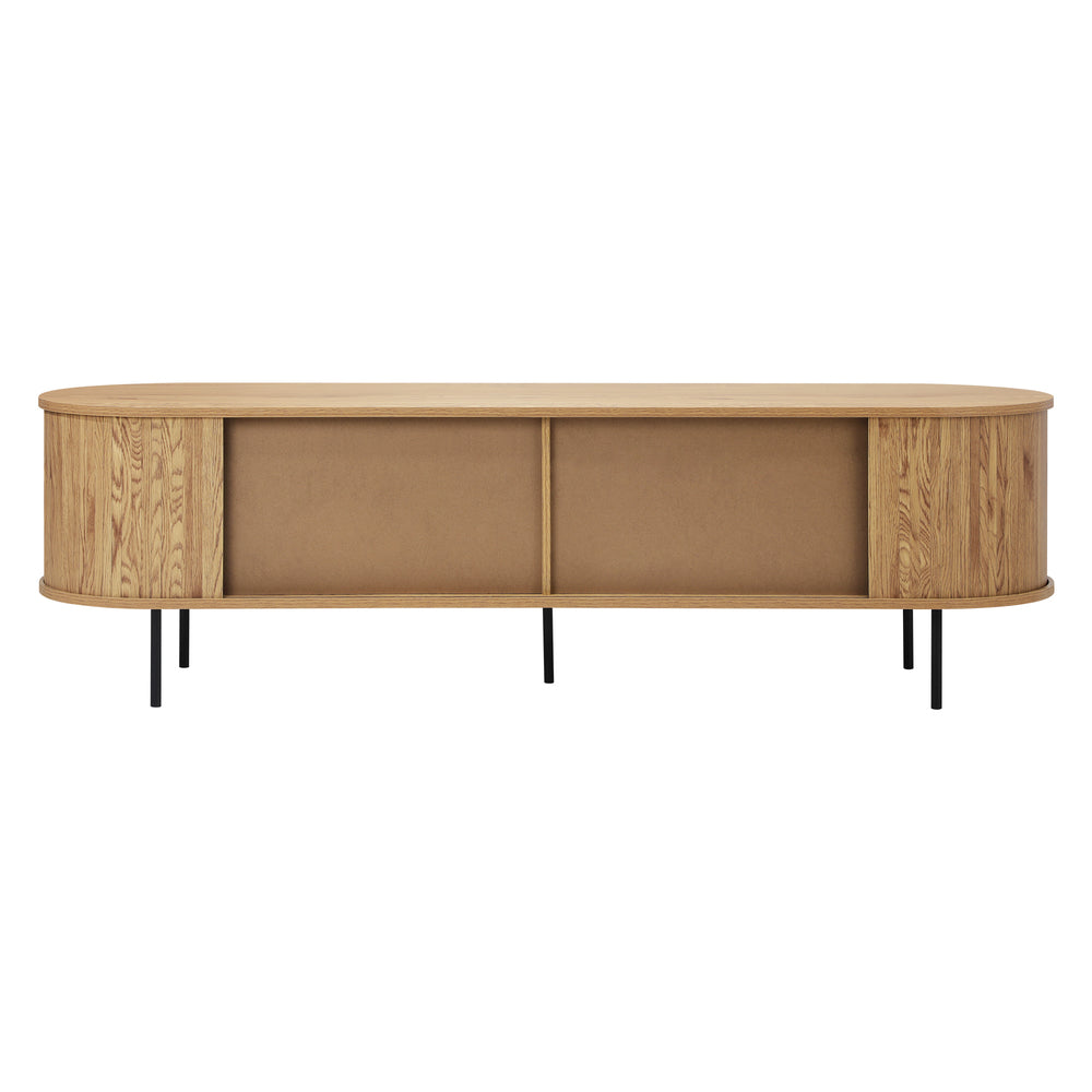 Oak Entertainment Unit TV Stand Cabinet with Tambour Doors 160cm