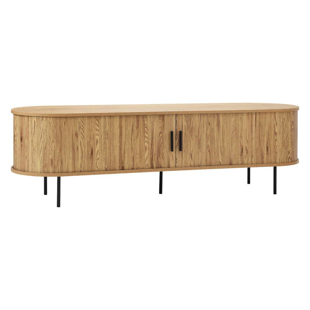 Oak Entertainment Unit TV Stand Cabinet with Tambour Doors 160cm