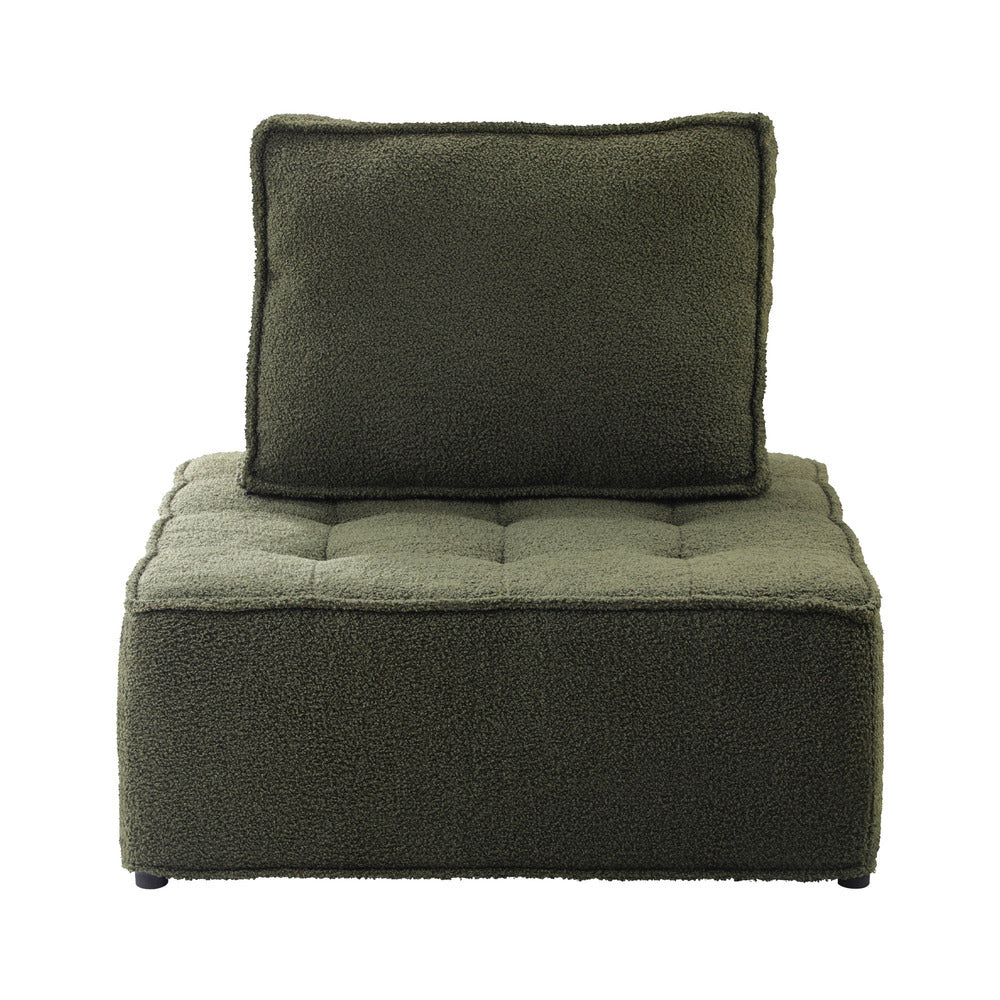 Green Armless Sherpa Modular Sofa Lounge Chair
