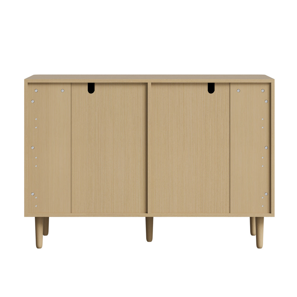 Natural 6 Drawer Lowboy Dresser with Stripe Design