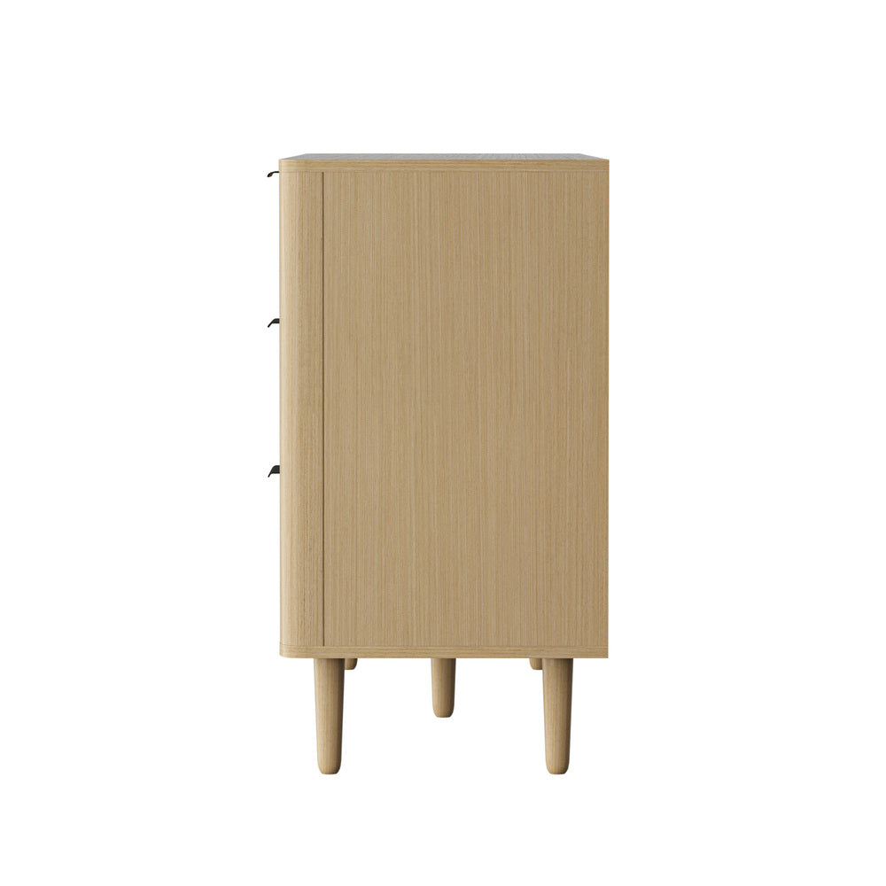 Natural 6 Drawer Lowboy Dresser with Stripe Design