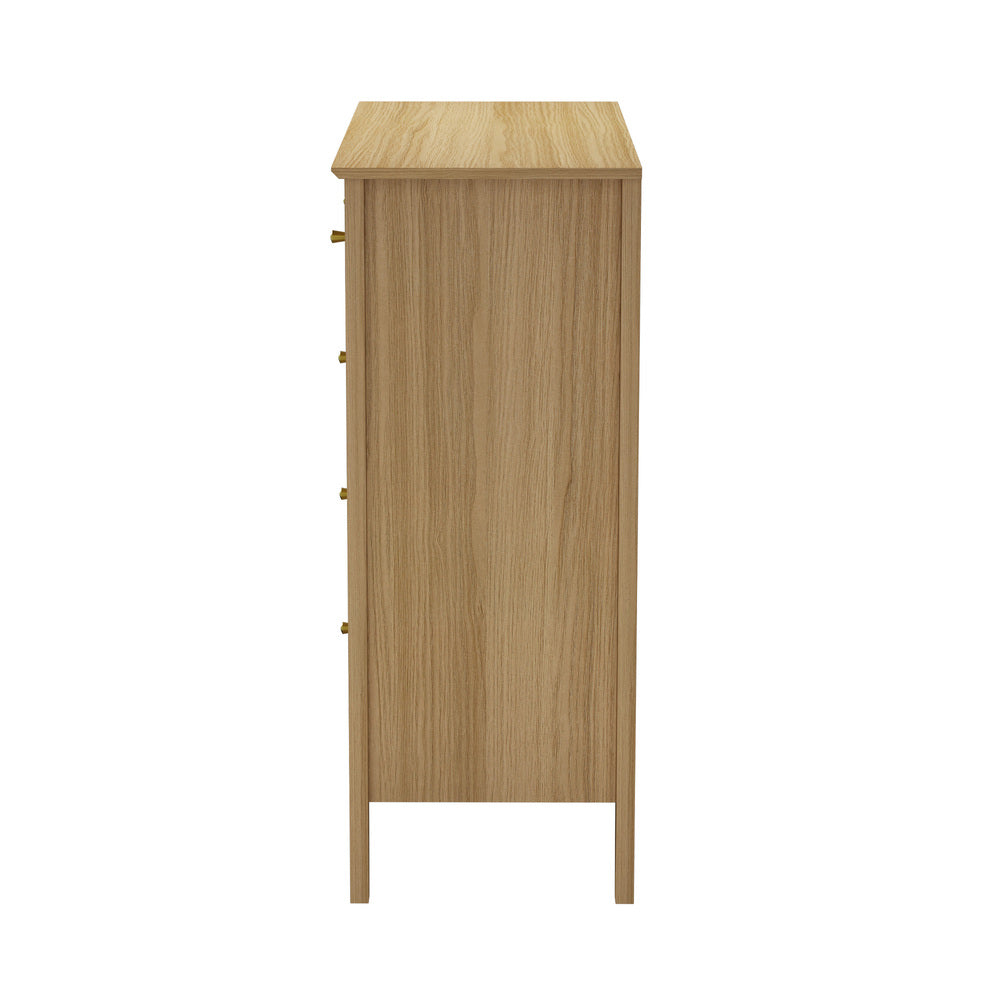 Natural 5 Drawer Tallboy Dresser Storage Cabinet