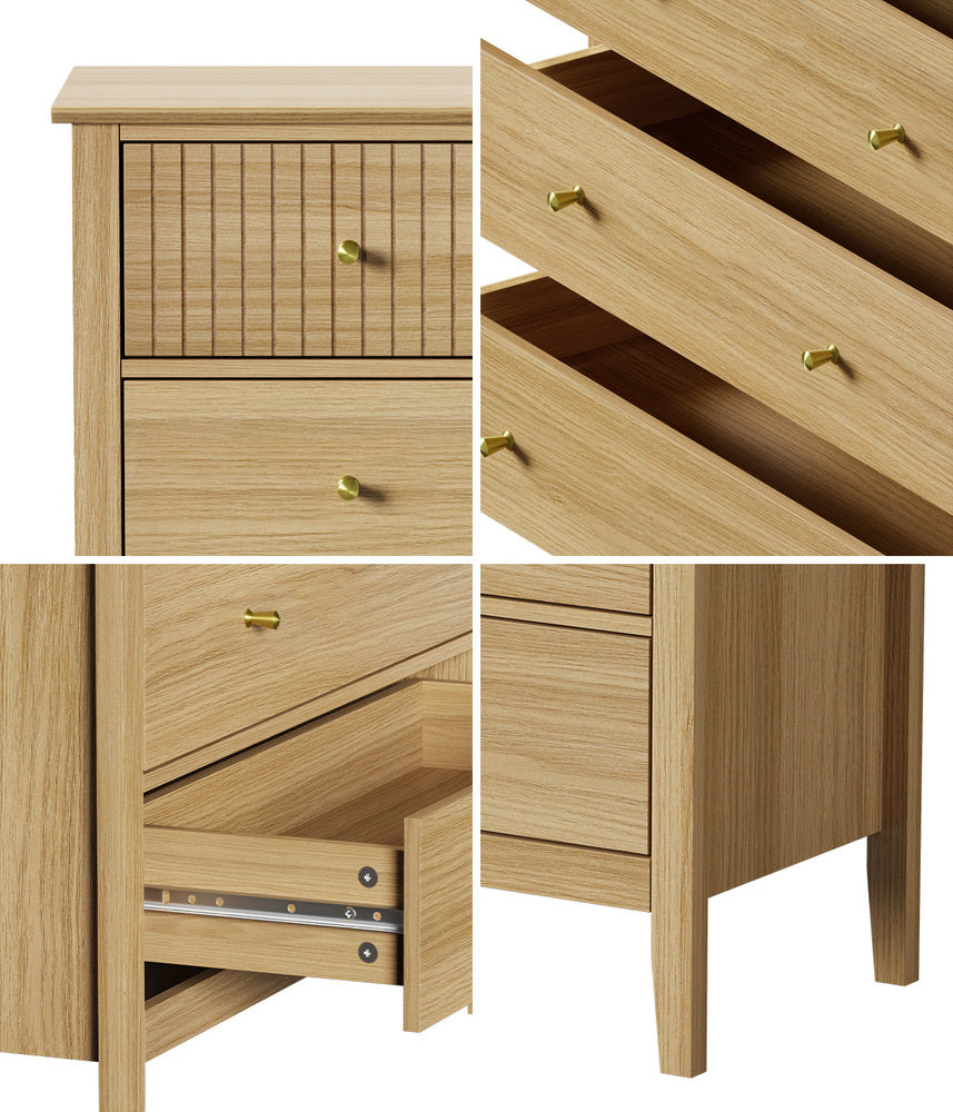 Natural 5 Drawer Tallboy Dresser Storage Cabinet
