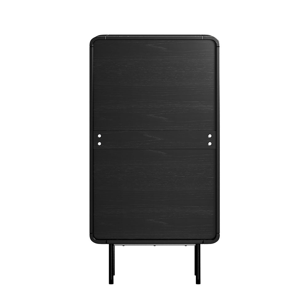 Black 5 Drawer Tallboy Dresser with Metal Handles