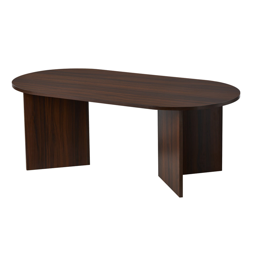 Walnut Timber Oval Coffee Table Sofa End Table