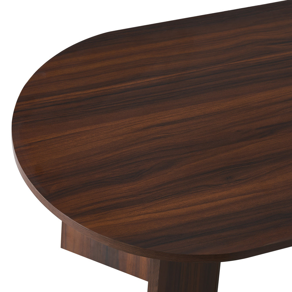 Walnut Timber Oval Coffee Table Sofa End Table