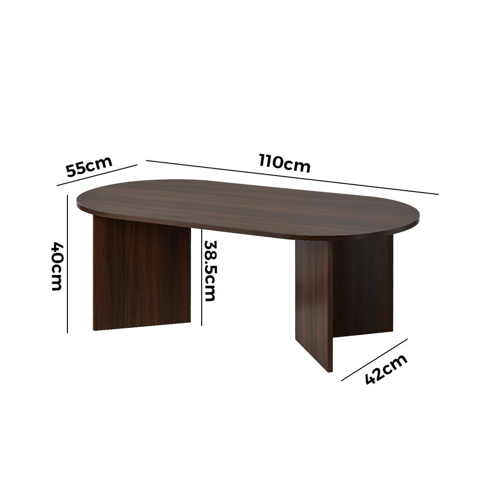 Walnut Timber Oval Coffee Table Sofa End Table