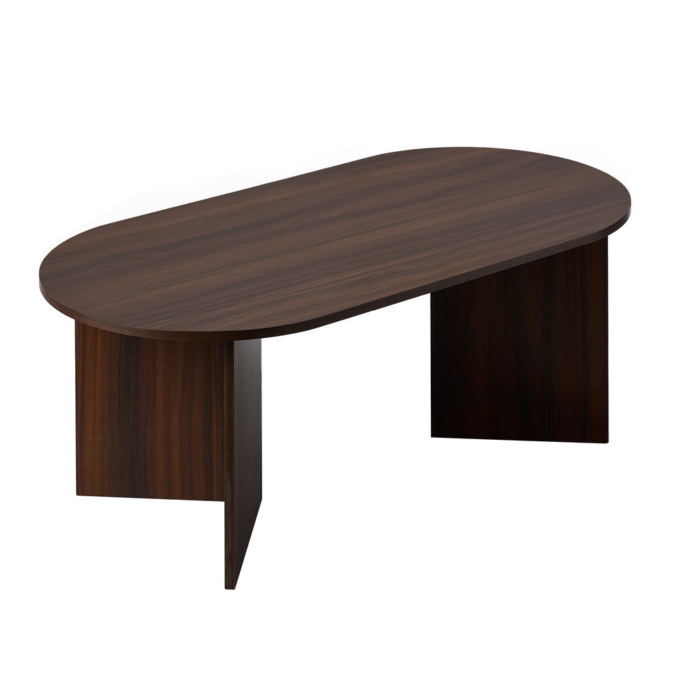 Walnut Timber Oval Coffee Table Sofa End Table