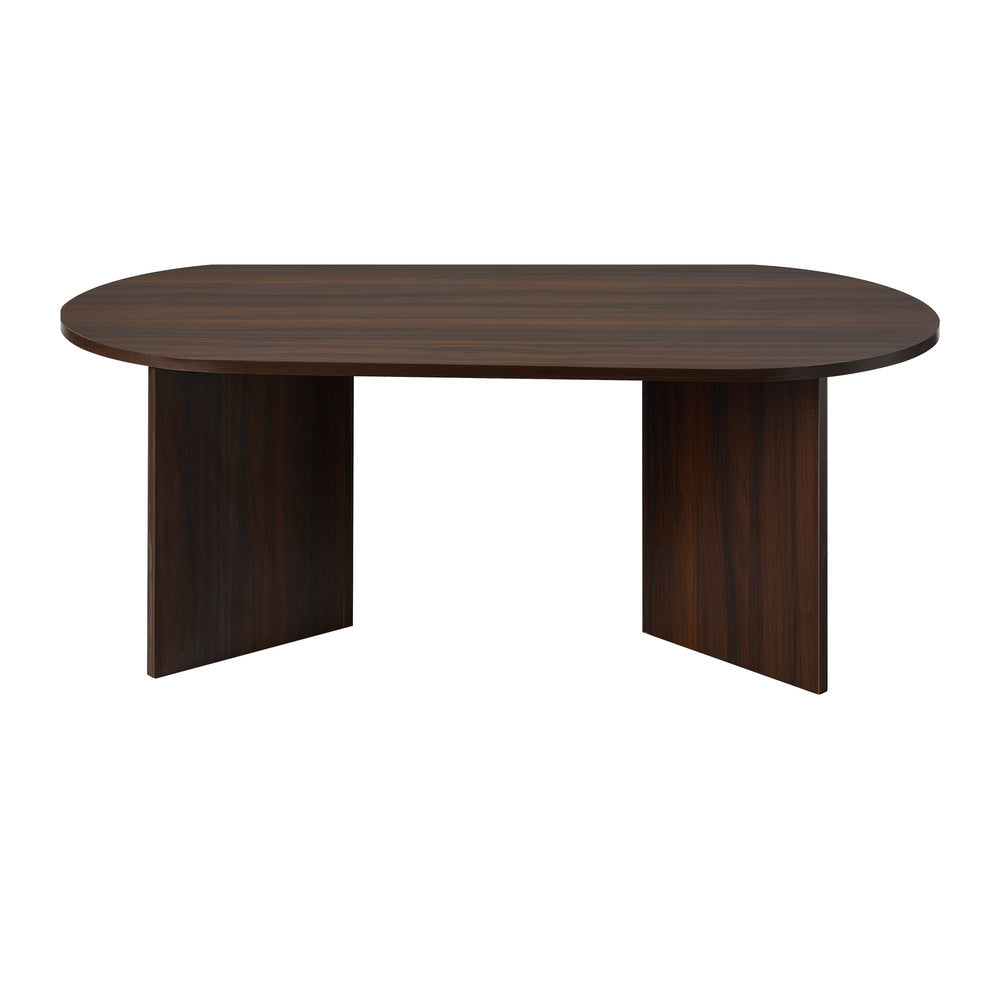 Walnut Timber Oval Coffee Table Sofa End Table